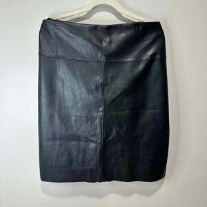 Michael Kors Black Faux Leather Skirt with gold zipper, Sz XL